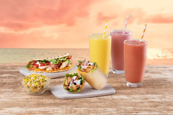 Featured food and smoothies at Tropical Smoothie Cafe